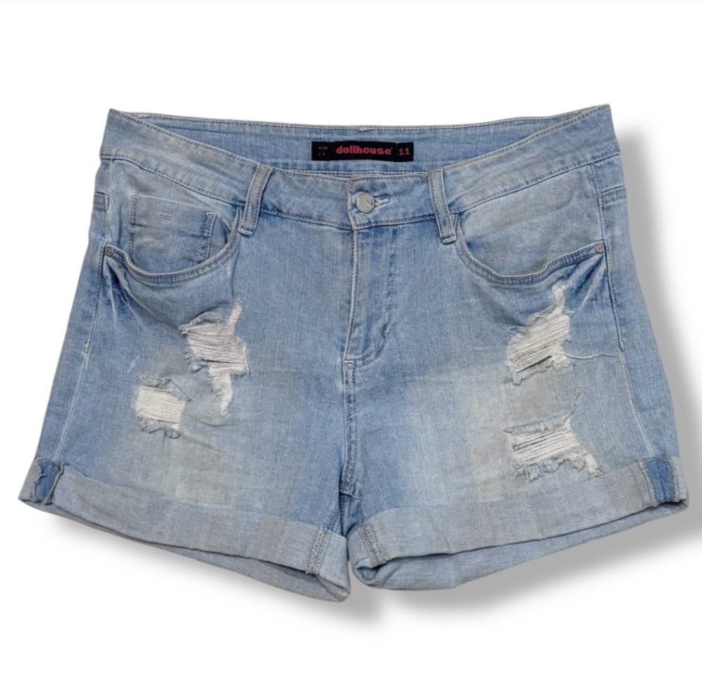 DOLLHOUSE Distressed Vintage Style Stretch High Rise Boyfriend Shorts